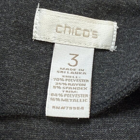 Chico's Sheath Dress Sz 3/16 Silver Metallic Sequin Embroidered Panel Sleeveless - Picture 7 of 8